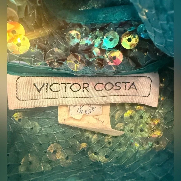 Vintage Victor Costa Sequined Blouse, Disco, Mermaid, Iridescent - Picture 5 of 5